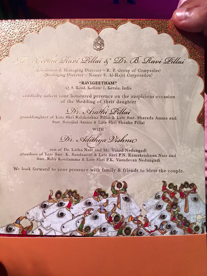 NRI businessman Ravi Pillai's daughter Arathi married Kochi-based doctor Adithya Vishnu in an extravagant wedding ceremony tat took place at Asramam Maidan in Kollam on 26 November. Ravi pillai daughter wedding,Ravi pillai daughter wedding photos,Ravi pillai daughter wedding new photos,photos of Ravi pillai daughter wedding,arathi wedding,asramam maidan kollam,asramam maidan kollam weddinng photos