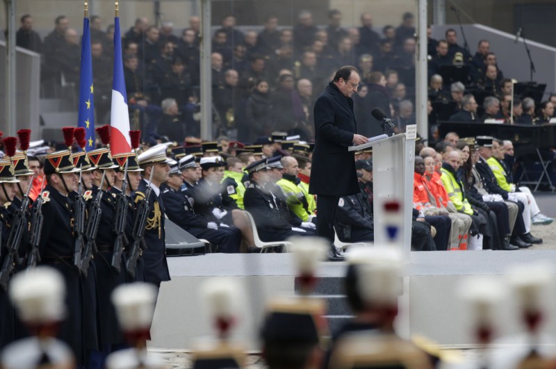 Victim families pay tribute at memorial ceremony at Les Invalides monument in Paris, France on 21 November. Paris Attack,Paris Attack 2015,Victim families pay tribute,memorial ceremony
