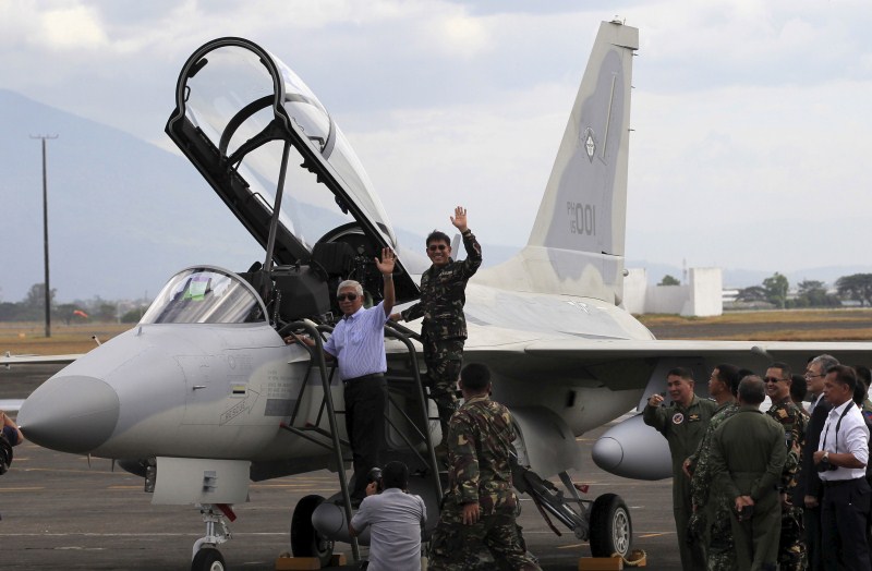 The FA-50 fighter planes are the first of 12 aircrafts to be delivered that the Philippines acquired from South Korea under a commercial deal worth 18 billion pesos ($381 million) to boost Manila's maritime security capability, according to local media. FA-50 fighters jets,FA-50 jets,Philippine's first FA-50 fighters jets,FA-50 fighter planes,First New Fighter Jets,Philippine Air Force