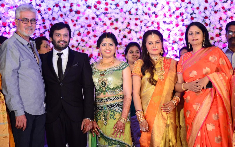 Veteran Actress Jayaprada's son Siddhu Wedding Respection held at Hyderabad. Celebs like Chiranjeevi, Sridevi, Boney Kapoor, Meena, Ambareesh, Vishnu Manchu, Mohan Babu, Manchu Nirmala Devi, Rajasekhar, Jeevitha, Jayasudha Kapoor, Allu Aravind, Kodi Rama Krishna, Raghavendra Rao, Ramesh Prasad, Subbirami Reddy and many others were present for the event. Jayaprada,actress Jayaprada,Jayaprada's son Siddhu Wedding Respection,Siddhu Wedding Respection,Sridevi,sridevi kapoor,Boney kapoor sridevi,Meena,Ambareesh,Mohan Babu