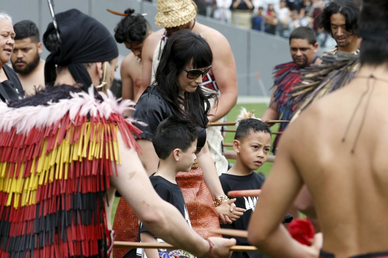 Former All Black Jonah Lomu's casket is carried out of Eden Park during his memorial service in Auckland, New Zealand. NZ bids farewell to Jonah Lomu,Jonah Lomu,Auckland,New Zealand