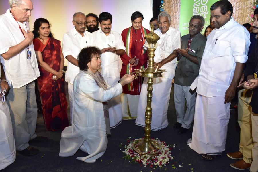The 20th edition of the International Film Festival of Kerala (IFFK) - billed as an extravaganza of cinematic and artistic expression - began here in the Kerala capital on a grand note on Friday evening. IFFK 2015 curtain-raiser,IFFK 2015,International film fest,International film fest of Kerala begins,20th IFFK,Chief Minister Oommen Chandy,Ustad Zakir Hussain,Zakir Hussain