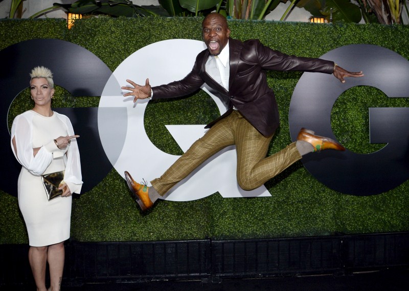 On the red carpet at the GQ Men of the Year party in West Hollywood. GQ Men,GQ Men of the Year party,GQ Men of the Year party 2015,Rebecca King-Crews,Terry Crews,Bradley Cooper,Anna Camp