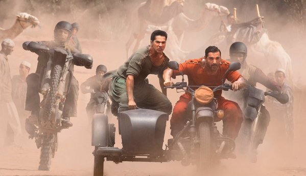 Dhishoom is an upcoming Bollywood film directed by Rohit Dhawan and produced by Sajid Nadiadwala under Nadiadwala Grandson Entertainment. Starring John Abraham, Varun Dhawan, Jacqueline Fernandez, Nargis Fakhri and Akshaye Khanna in the lead role. Dhishoom,Dhishoom first look poster,Dhishoom first look,Dhishoom poster,John Abraham,Varun Dhawan,Jacqueline Fernandez,Nargis Fakhri,Akshaye Khanna