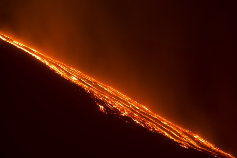Italy's Mount Etna, Europe's tallest and most active volcano, spews lava as it erupts on the southern island of Sicily, Italy. Italy's Mount Etna erupted,Mount Etna erupted,Mount Etna,volcano