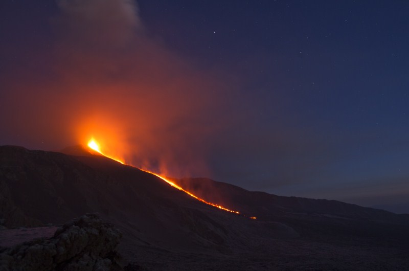 Italy's Mount Etna, Europe's tallest and most active volcano, spews lava as it erupts on the southern island of Sicily, Italy. Italy's Mount Etna erupted,Mount Etna erupted,Mount Etna,volcano
