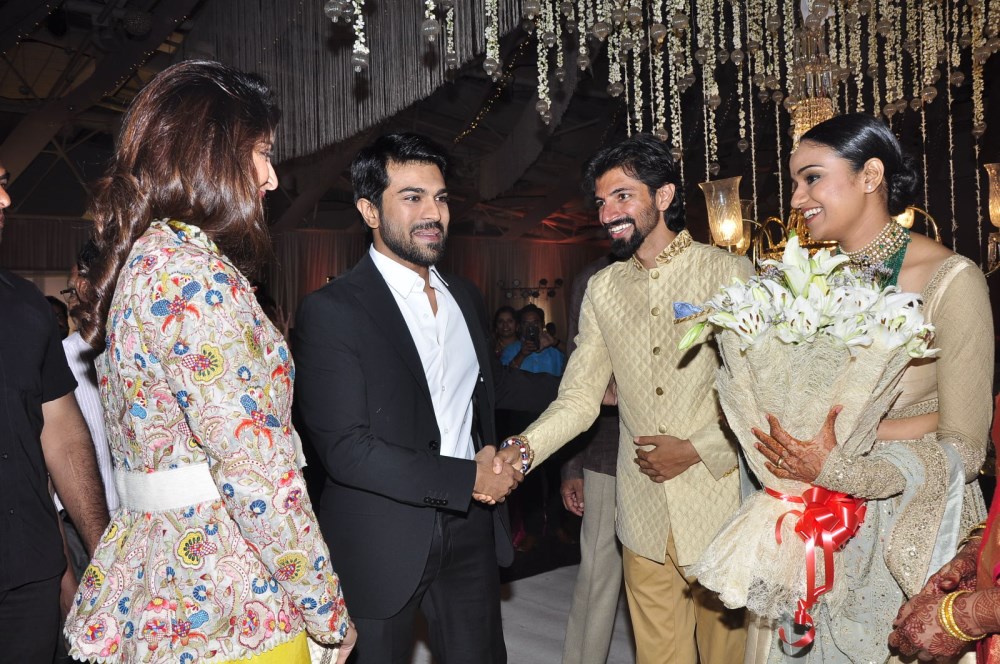 Priyanka Dutt and Nag Ashwin Wedding Reception held at N Convention Centre, Madhapur, Hyderabad. Actor Mahesh Babu, Allu Arjun, Ram Charan, Venkatesh and others graced the event. Priyanka Dutt Wedding Reception,Nag Ashwin Wedding Reception,Priyanka Dutt and Nag Ashwin Wedding Reception,Mahesh Babu,Allu Arjun,Ram Charan,Venkatesh