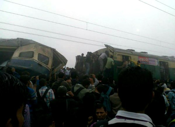 Nearly 100 people were injured when two trains collided in Haryana's Palwal district on Tuesday morning due to foggy conditions, police officials said. Train collision,Train collision in Haryana,Haryana Train collision,Haryana Train collision pics,Haryana Train collision images,Haryana Train collision photos,Haryana Train collision stills,Haryana Train collision pictures