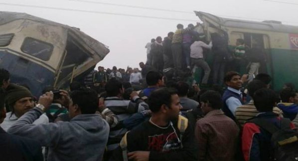 Nearly 100 people were injured when two trains collided in Haryana's Palwal district on Tuesday morning due to foggy conditions, police officials said. Train collision,Train collision in Haryana,Haryana Train collision,Haryana Train collision pics,Haryana Train collision images,Haryana Train collision photos,Haryana Train collision stills,Haryana Train collision pictures