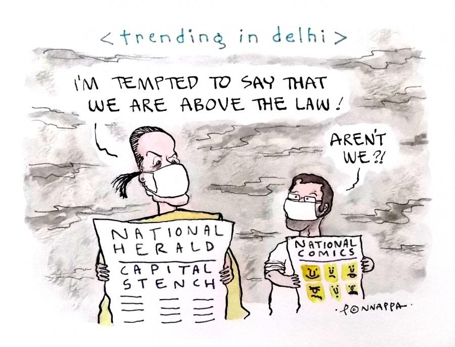 IBTimes Cartoon The National Herald,Sonia Gandhi,Congress,Rahul Gandhi,National Herald case