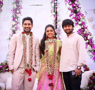 Tollywood's lover boy Varun Sandesh engaged to Actress Vithika Sheru on Monday (7 December). Actor Nani, Nikhil Siddharth, Lakshmi Manchu, Manchu Manoj, Manchu Vishnu, Naveen Chandra and Others graced the event.