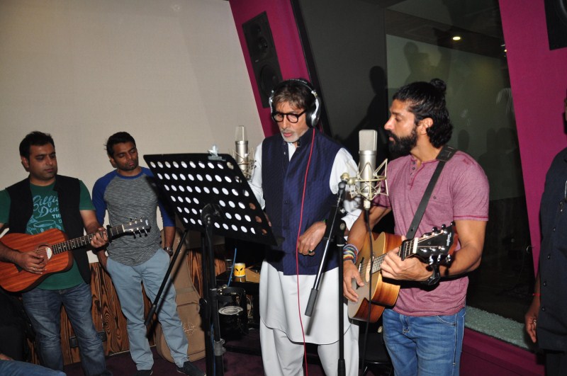 Amitabh Bachchan and Farhan Akhtar record a friendship song called Atrangi Yaari for the film Wazir. Wazir,Amitabh Bachchan,Farhan Akhtar,Atrangi Yaari,Amitabh Bachchan and Farhan Akhtar