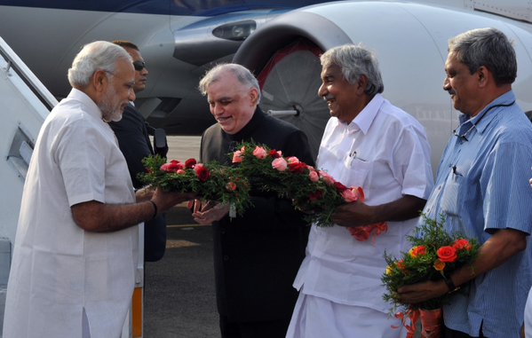 Indian Prime Minister Narendra Modi on Monday arrived to Kerala on a two-day visit, his first to the state since assuming office in May 2014. Prime Minister Narendra Modi,Narendra Modi,PM Prime Narendra Modi,Modi first Kerala visit,Modi in Kerala