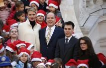 Monaco's Prince Albert and his wife, Charlene, attend the traditional Christmas tree ceremony at the Monaco Palace.
