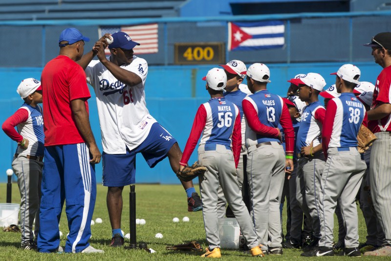 Cuban baseball defectors join a Major League Baseball goodwill tour in Havana. Baseball diplomacy,Baseball diplomacy in Cuba,Cuban baseball,Major League Baseball,Baseball goodwill tour