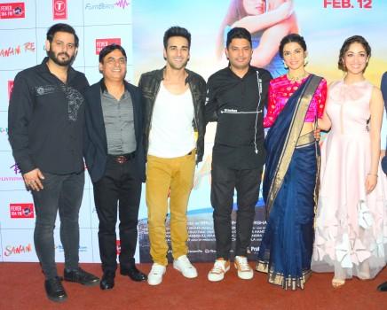 Ajay Kapoor, Pulkit Samrat, Bhushan Kumar, Divya Kumar, and Yami Gautam during Song Launch of Film Sanam Re at Arijit Singh's Symphony Concert.