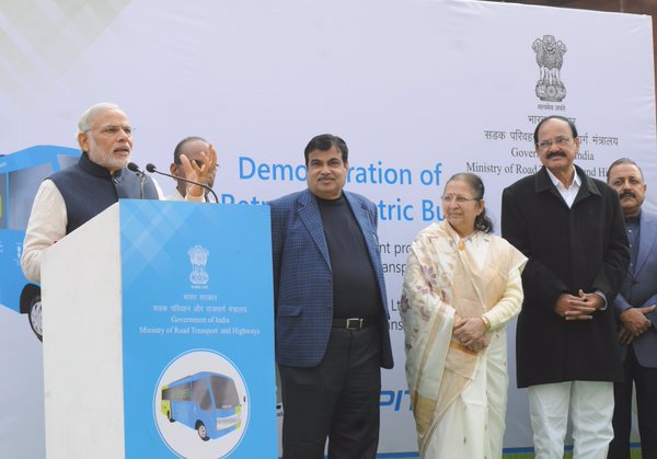 Prime Minister Narendra Modi on Monday inaugurated an electric bus service for parliamentarians aimed at promoting environment-friendly initiatives in the country's public transport system. Narendra Modi,PM Narendra Modi,PM Narendra Modi inaugurates electric bus service for MPs,PM Narendra Modi inaugurates electric bus,electric bus service for MPs,electric bus service