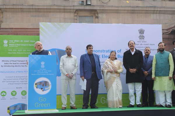 Prime Minister Narendra Modi on Monday inaugurated an electric bus service for parliamentarians aimed at promoting environment-friendly initiatives in the country's public transport system. Narendra Modi,PM Narendra Modi,PM Narendra Modi inaugurates electric bus service for MPs,PM Narendra Modi inaugurates electric bus,electric bus service for MPs,electric bus service