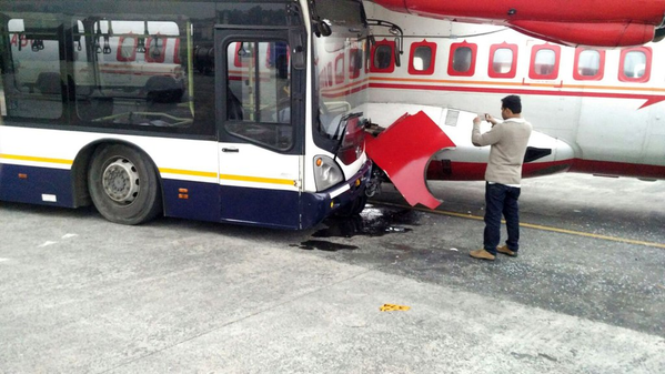 A Jet Airways shuttle bus on Tuesday rammed into a stationary Air India flight at the city airport here. However, no casualty or injury was reported. Bus hits parked aircraft,Jet Airways,Bus Crashes Into Air India Plane,Bus Crashes to Air India Plane,Jet Airways shuttle bus