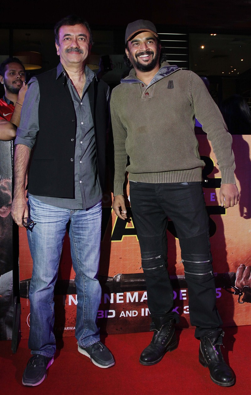 Actor R. Madhavan and Producer Rajkumar Hirani at Star Wars Premiere show. Saala Khadoos,Star Wars Premiere show,Star Wars,R. Madhavan,Rajkumar Hirani,celebs at Star Wars Premiere show,Saala Khadoos team