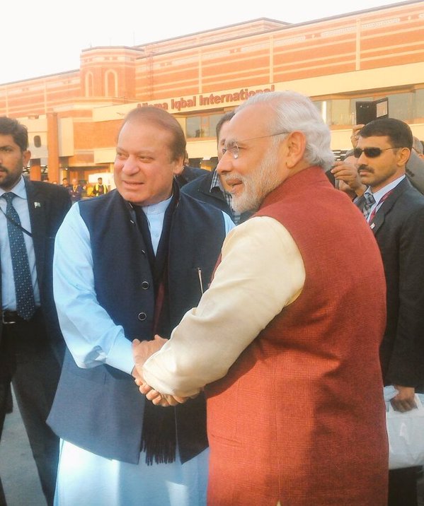 Indian Prime Minister Narendra Modi arrived here on Friday evening on a surprise visit from Kabul for talks with his Pakistani counterpart Nawaz Sharif. Indian PM Narendra Modi,Narendra Modi,Narendra Modi meets Nawaz Sharif,Indian PM Narendra Modi meets Pakistan PM Nawaz Sharif,Nawaz Sharif,modi meets Nawaz Sharif