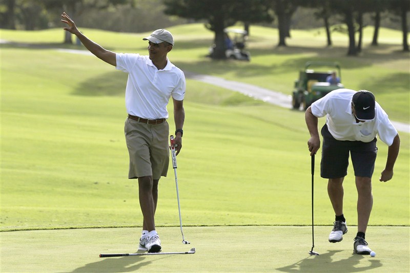 A look at President Obama's passion for golf. He wound up a round of golf while on his annual vacation in Hawaii. Barack Obama,President Obama,Barack Obama plays golf with friends,Obama plays golf with friends,Barack Obama playing golf