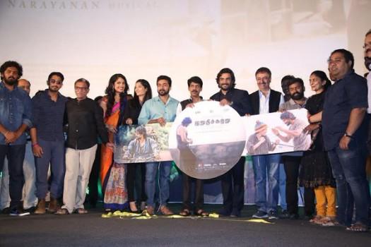 Tamil movie Irudhi Suttru audio launch held at Satyam Cinemas in Chennai. Suriya, Siddharth, Bala, Madhavan, Rajkumar Hirani, Ritika Singh, Mumtaz Sorcar, Nassar, Sudha Kongara Prasad, S Sashikanth, CV Kumar, Santhosh Narayanan, R Kannan, Kaali Venkat, Dhananjayan, Sivakumar Vijayan, P Madhan, Vikram K Kumar, Balaji Mohan, Arjunan Nandakumar, Prem graced the event.