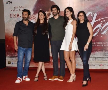 Bollywood actress Katrina Kaif, Tabu, actor Aditya Roy Kapoor and Abhishek Kapoor at Fitoor Trailer launch.