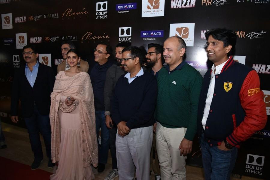 Delhi Chief Minister Arvind Kejriwal watched Bejoy Nambiar's forthcoming movie Arvind Kejriwal,Amitabh Bachchan,Arvind Kejriwal watches Wazir movie,Arvind Kejriwal watches Amitabh Bachchan's Wazir movie,Vidhu Vinod Chopra,Abhijat Joshi,Farhan Akhtar,Aditi Rao Hydari