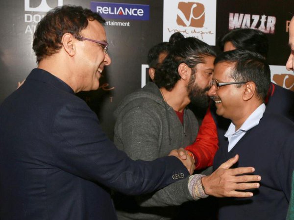 Delhi Chief Minister Arvind Kejriwal watched Bejoy Nambiar's forthcoming movie Arvind Kejriwal,Amitabh Bachchan,Arvind Kejriwal watches Wazir movie,Arvind Kejriwal watches Amitabh Bachchan's Wazir movie,Vidhu Vinod Chopra,Abhijat Joshi,Farhan Akhtar,Aditi Rao Hydari