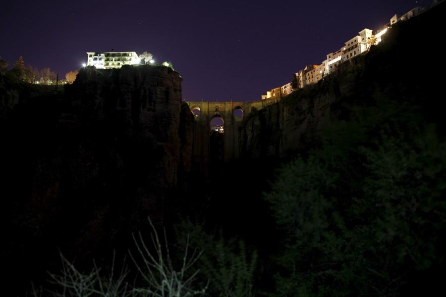 The 'Puente Nuevo' (New Bridge) is seen during the Earth Hour in Ronda, southern Spain Earth Hour 2015,28 March,spectacular images,climate change,black out,lights off,photos