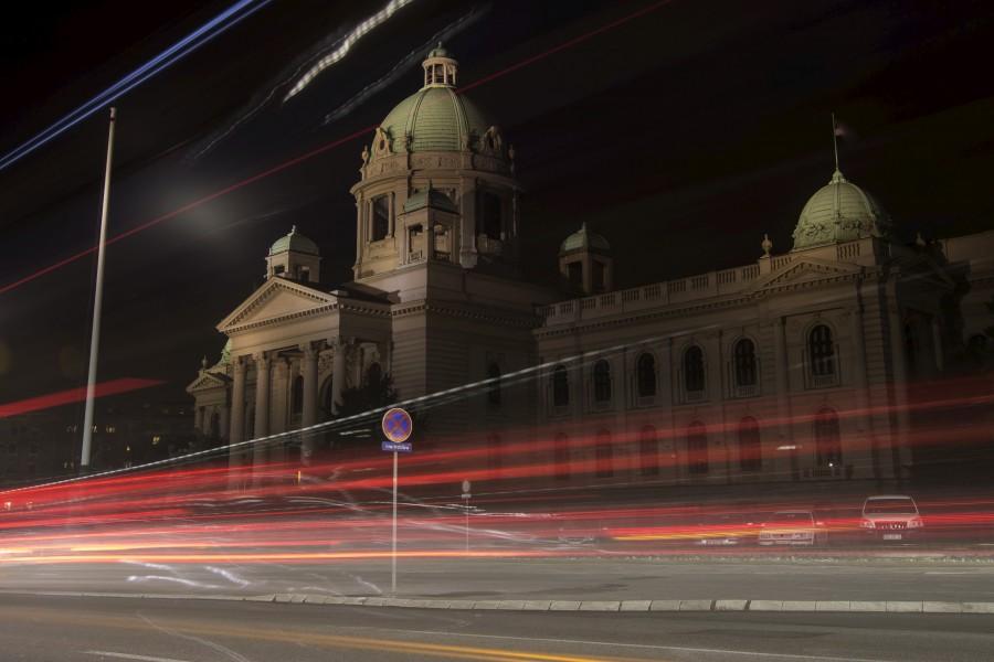 The Serbian Parliament building is seen during the Earth Hour in Belgrade Earth Hour 2015,28 March,spectacular images,climate change,black out,lights off,photos