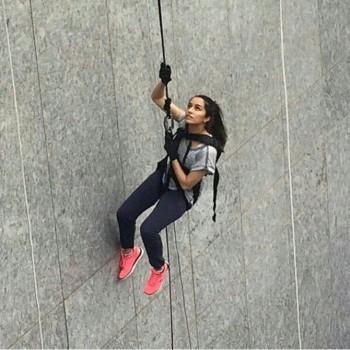 Bollywood actress Shraddha Kapoor was recently spotted hanging on the exterior of a 34 storey building.