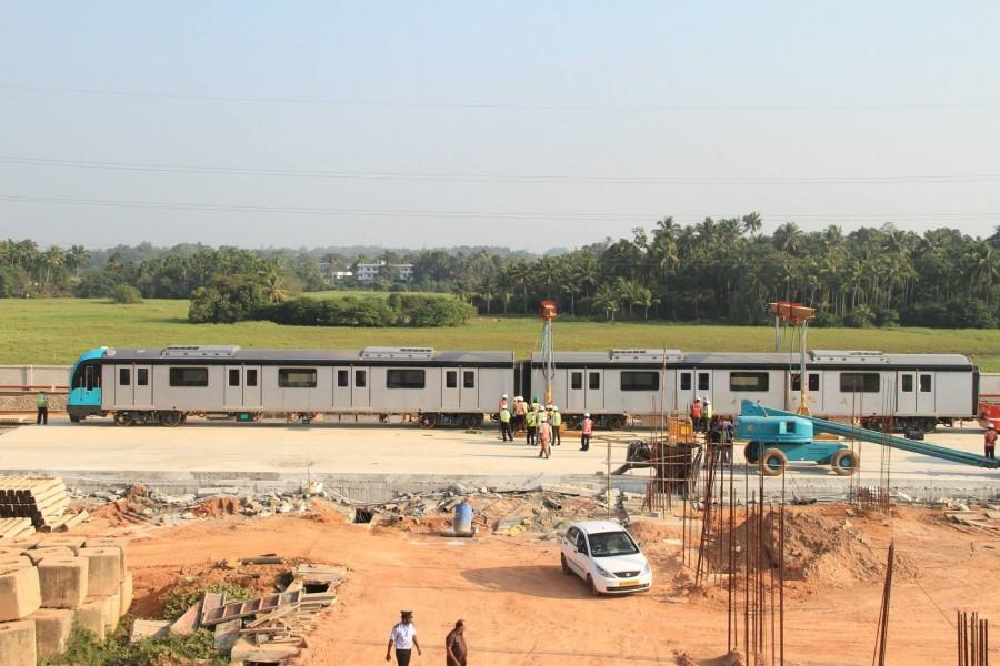 Kochi Metro Rail coaches have arrived at Muttom Yard on Sunday, 10 January. Kochi metro rail,kochi metro coaches,kochi metro coach pictures,Kochi Metro coachers arrive muttom yard,muttom yard