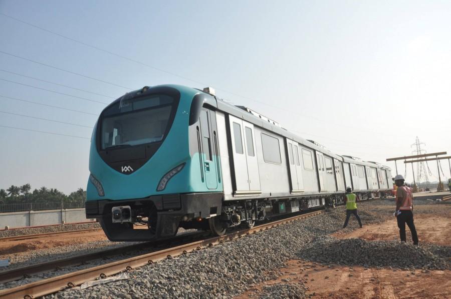 Kochi Metro Rail coaches have arrived at Muttom Yard on Sunday, 10 January. Kochi metro rail,kochi metro coaches,kochi metro coach pictures,Kochi Metro coachers arrive muttom yard,muttom yard