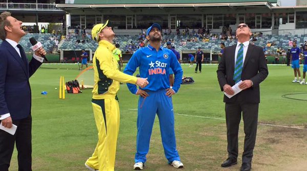 Indian captain Mahendra Singh Dhoni won the toss and decided to bat in the opening game of the five-match One-Day International (ODI) series at the WACA Ground here on Tuesday. India vs australia,india vs australia 2016,India vs Australia ODI series,Mahendra Singh Dhoni,Live Cricket Score,live score cricket,cricket live score,india vs australia live,live ind vs aus,ind vs aus live,india australia live,ind vs aus live WACA,india