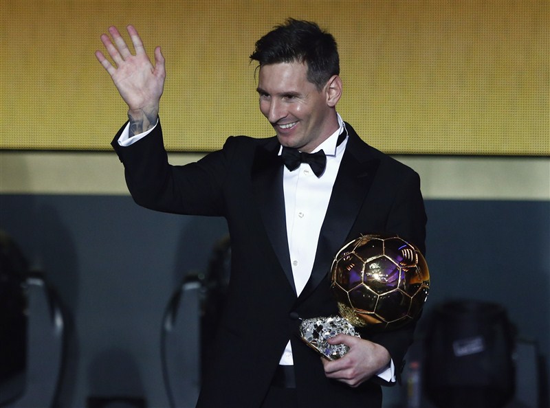 Lionel Messi won an unprecedented fifth FIFA Ballon d'Or award, given to the footballer of the year, at a gala ceremony on Monday, ending his great rival Cristiano Ronaldo's two-year hold on football's top individual prize. Lionel Messi,fifth FIFA Ballon d'Or award,Ballon d'Or award,footballer of the year,gala ceremony,Cristiano Ronaldo
