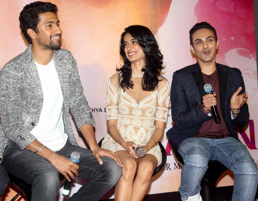 Zubaan is an upcoming Bollywood film written and directed by Mozez Singh. Starring Vicky Kaushal and Sarah Jane Dias in the lead role. Vicky Kaushal,Sarah Jane Dias,Zubaan trailer launch,Zubaan trailer,Meghna Malik,Mozez Singh,Raaghav Chanana,Manish Chaudhary,Zubaan trailer launch pics,Zubaan trailer launch images,Zubaan trailer launch photos,Zubaan trailer launch stills,Zubaan trailer l