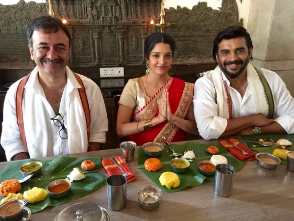 Actor Madhavan, actress Ritika Singh and Raju Hirani Celebrate Pongal festival. Team Saala Khadoos celebrates Pongal,Madhavan Celebrates Pongal festival,Ritika Singh Celebrate Pongal festival,Pongal 2016,Ritika Singh and Raju Hirani Celebrate Pongal festival,Pongal celebration