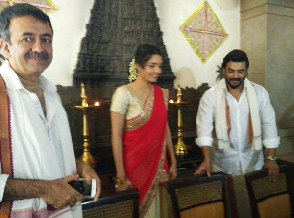 Actor Madhavan, actress Ritika Singh and Raju Hirani Celebrate Pongal festival. Team Saala Khadoos celebrates Pongal,Madhavan Celebrates Pongal festival,Ritika Singh Celebrate Pongal festival,Pongal 2016,Ritika Singh and Raju Hirani Celebrate Pongal festival,Pongal celebration