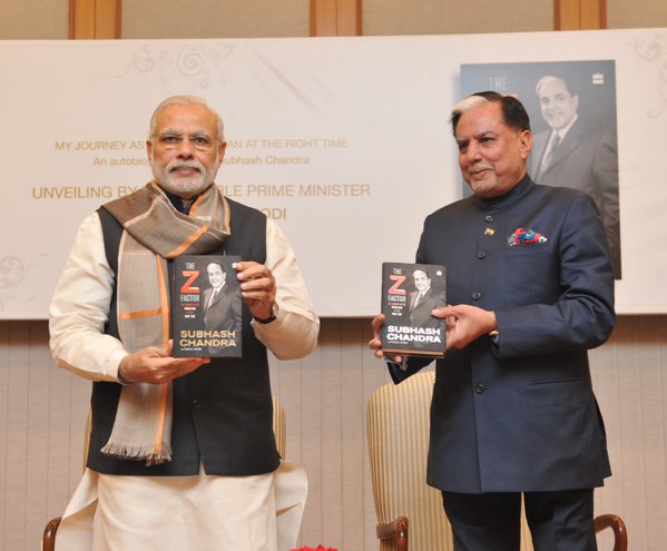 Prime Minister Narendra Modi on Wednesday launched a book written by Essel Group chairman Subhash Chandra, Prime Minister Narendra Modi,Narendra Modi,Subhash Chandra,The Z Factor,The Z Factor book