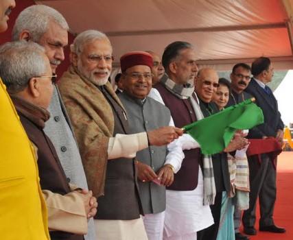 Prime Minister Narendra Modi on Friday flagged off a train connecting Varanasi - his parliamentary constituency in Uttar Pradesh and Delhi.