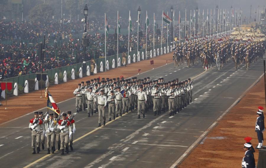 French troops on Saturday participated in the full dress rehearsal for the Republic Day parade on Rajpath. Republic Day,Republic Day Parade,Republic Day Parade 2016,Republic Day 2016,French Troops Participate,French Troops,Rehearsal,Republic Day Rehearsal