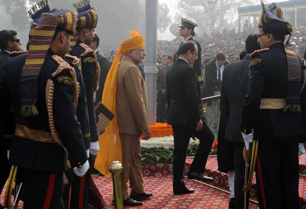 Prime Minister Narendra Modi reached the Rajpath here to mark the Republic Day celebrations on Tuesday. Prime Minister Narendra Modi,Prime Minister Narendra Modi reached Rajpath,67th Republic Day,Republic Day,Republic Day 2016,Republic Day celebrations,happy Republic Day,Narendra Modi,Modi