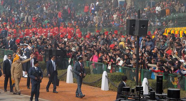 Prime Minister Narendra Modi reached the Rajpath here to mark the Republic Day celebrations on Tuesday. Prime Minister Narendra Modi,Prime Minister Narendra Modi reached Rajpath,67th Republic Day,Republic Day,Republic Day 2016,Republic Day celebrations,happy Republic Day,Narendra Modi,Modi