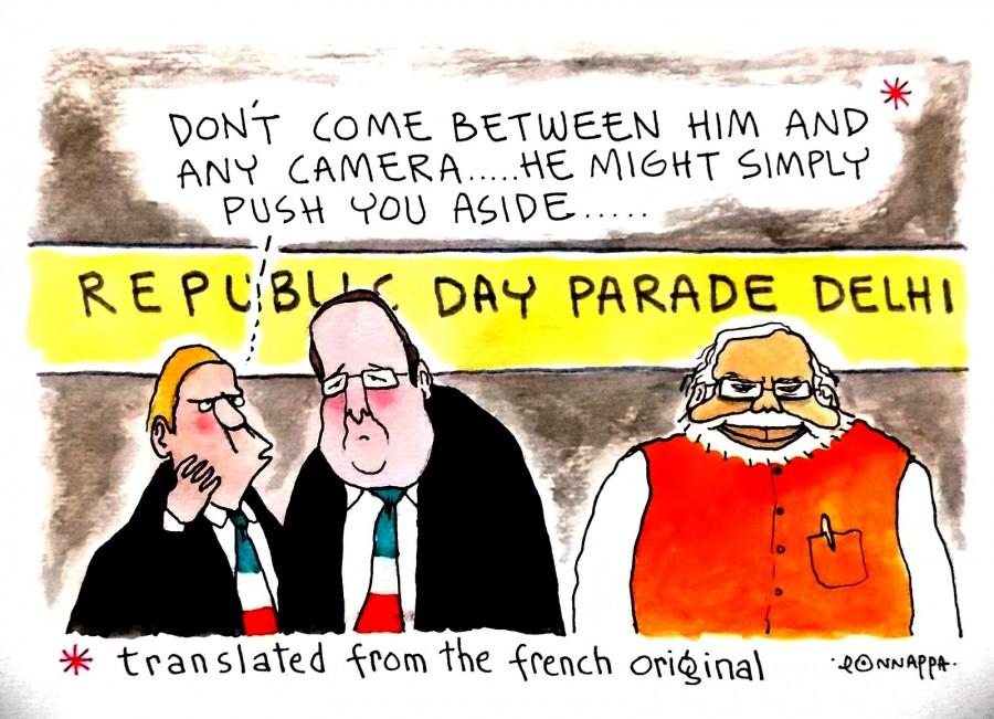 IBTimes Cartoon French President,French President Francois Hollande,india visit,Modi,Republic day