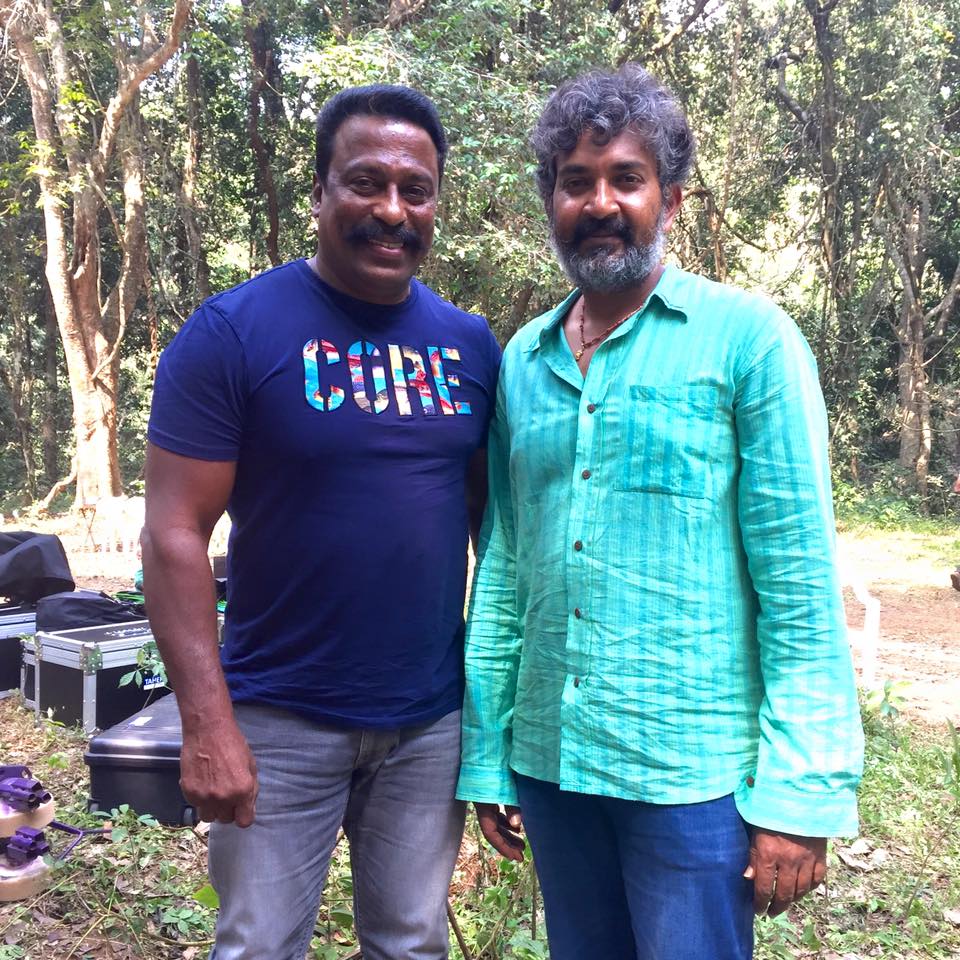 The shooting of 'Baahubali: The Conclusion' is progressing in Kannavam forest in Kannur. Baahubali 2,baahubali 2 shooting,Abu Salim in baahubali 2,baahubali 2 shooting Abu Salim,Abu Salim with SS Rajamouli,Abu Salim with Sathyaraj