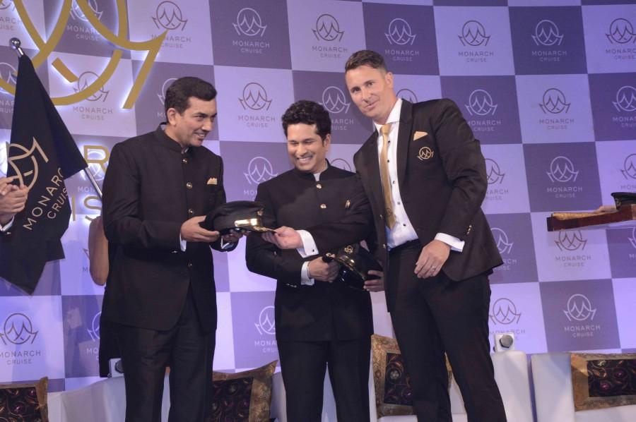 Legendary batsman Sachin Tendulkar was on Wednesday delighted to be a part of and launch the first ever luxury Monarch Cruise that will bring together the best names of cricket and Bollywood and also allow the passengers to get close and personal with their favourite icons. Sachin Tendulkar,Sachin,Tendulkar,Monarch Cruise,The Monarch Indian Cricket and Bollywood Cruise,brand ambassadors Tendulkar