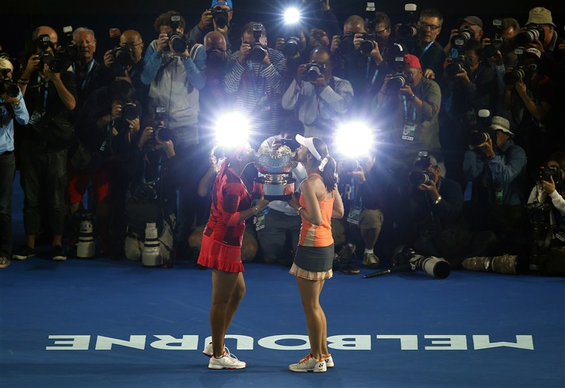Top seeded women's doubles pair of Sania Mirza and Martina Hingis overwhelmed Czech seventh seeds Andrea Hlavackova and Lucie Hradecka 7-6 (1), 6-3 to win the Australian Open crown here on Friday. Sania Mirza,Martina Hingis,Czech seventh,Andrea Hlavackova,Lucie Hradecka,Sania-Martina win Australian Open women's doubles,Australian Open women's doubles