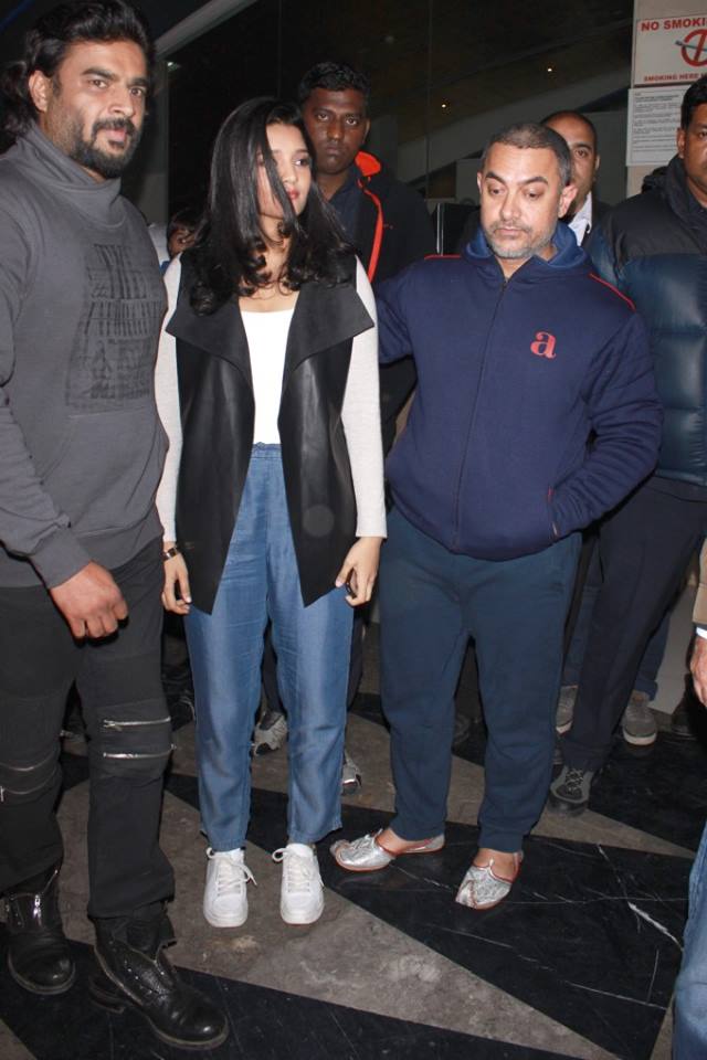 Bollywood actor Aamir Khan, Madhavan, Ritika Singh at Saala Khadoos special screening in Delhi. Saala Khadoos,Aamir Khan,Madhavan,Ritika Singh,Saala Khadoos special screening,Saala Khadoos special screening pics,Saala Khadoos special screening images,Saala Khadoos special screening photos,Saala Khadoos special screening pictures,Saala Khadoos specia